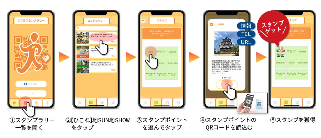 彦根スタンプラリーアプリの使い方